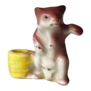 Vintage Miniature Mouse Bucket Figurine Porcelain Matte #868 Germany Pre-War 1"